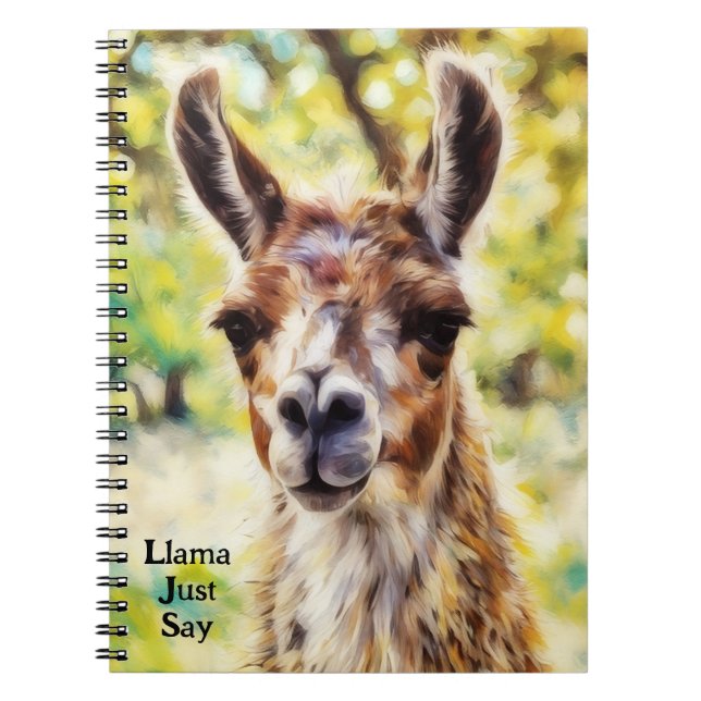 Caderno Espiral Notebook de Diário de Arte Animal, Cute Llama (Frente)