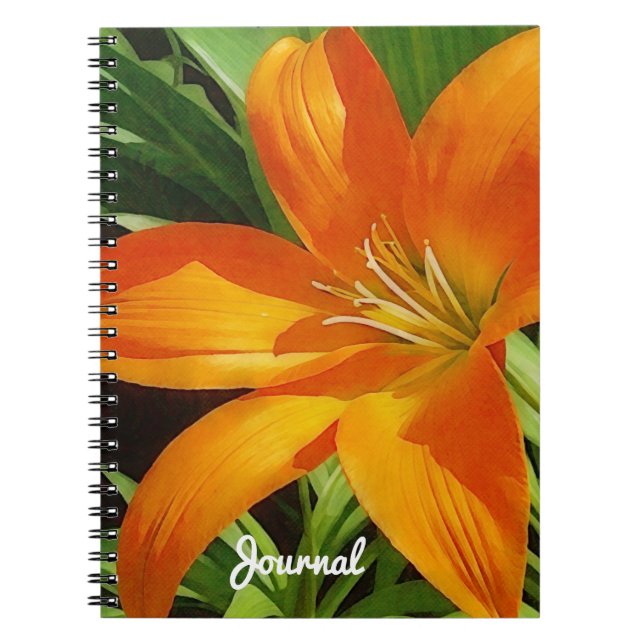 Caderno Espiral Notebook de Diário de Arte Tropical Lily Flor Lara (Frente)