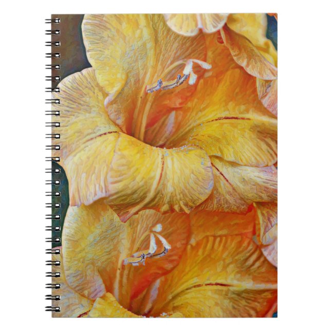 Caderno Espiral Notebook de Diário de Flor Gladiolus Artsy Amarelo (Frente)