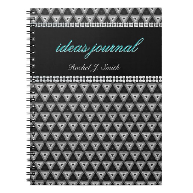 Caderno Espiral Notebook de Diário de nome personalizado do triâng (Frente)