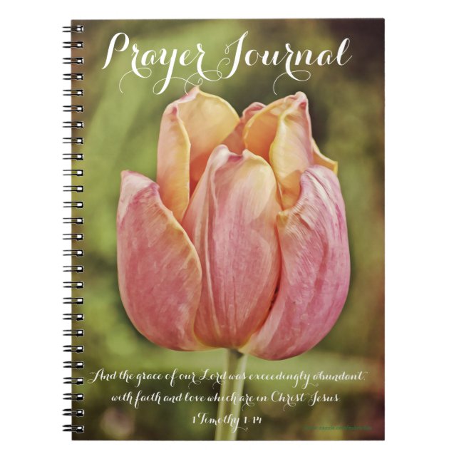 Caderno Espiral Notebook de Diário de oração da flor de tulipa ros (Frente)