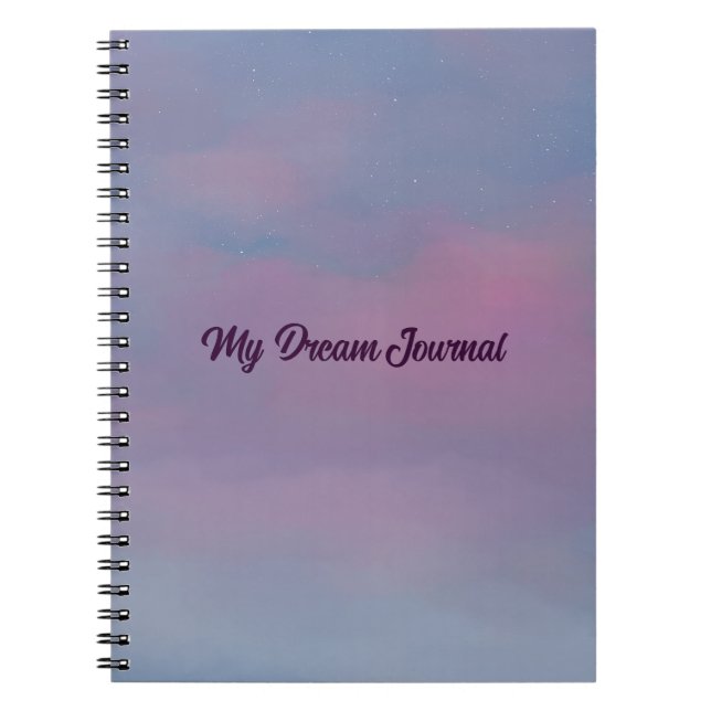 Caderno Espiral Notebook de Diário de Sonhos e Nuvens Rosa (Frente)