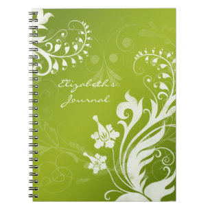 Caderno Espiral Notebook de Diário Personalizado Verde Elegante