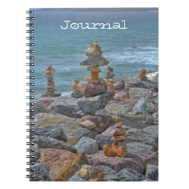 Caderno Espiral Notebook de Diário Rock Equilibrado, estilo Zen pa (Frente)