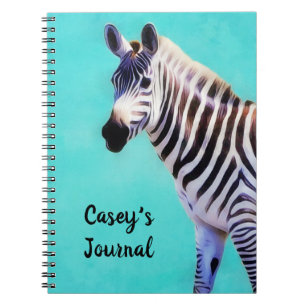 Caderno Espiral Notebook de Diário Zebra Art com Nome Pessoal