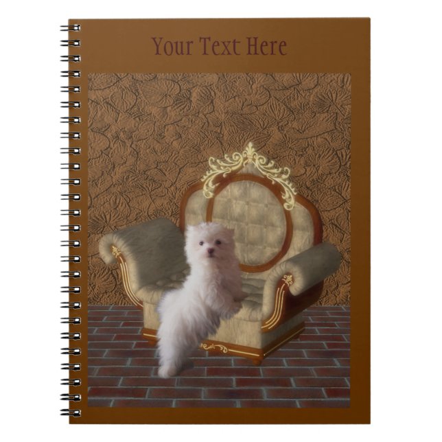 Caderno Espiral Notebook de Dog Art em Maltês Branco (Frente)