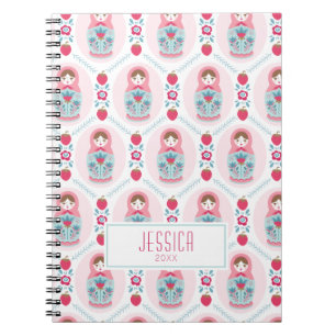 Caderno Espiral Notebook de Doll Spiral Rosa Bonito