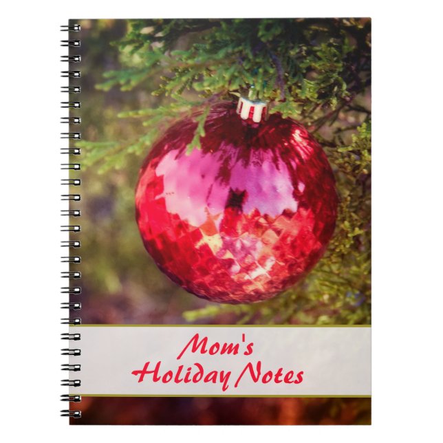 Caderno Espiral Notebook de Enfeites de natal vermelho (Frente)
