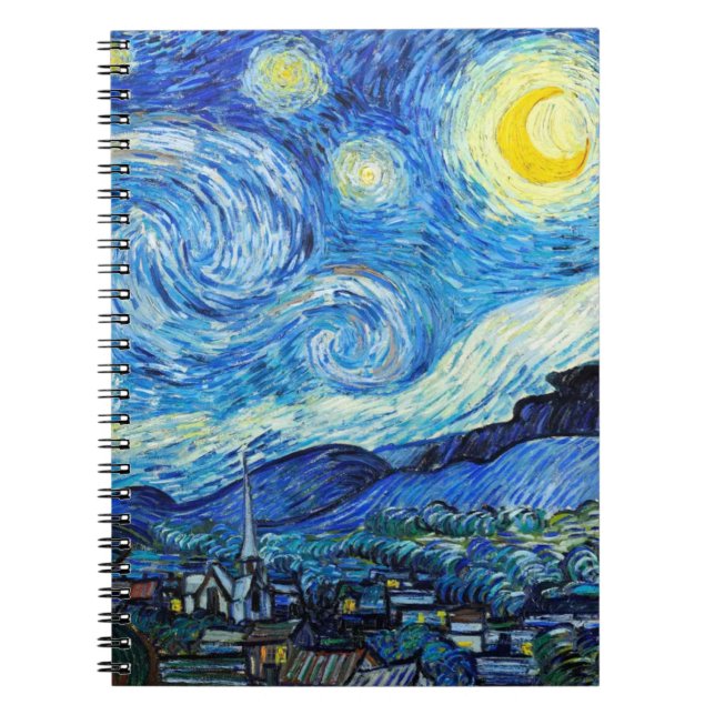Caderno Espiral Notebook de Escrevendo de Arte Noturna Van Gogh St (Frente)