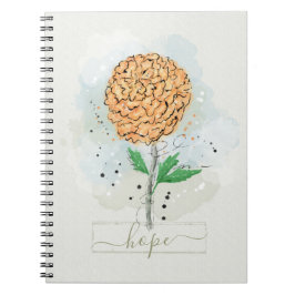 Caderno Espiral Notebook de esperança de flor de aquarela laranja