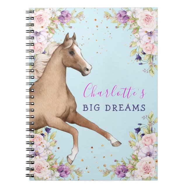 Caderno Espiral Notebook de espiral de cavalos castanhos-vermelhos (Frente)