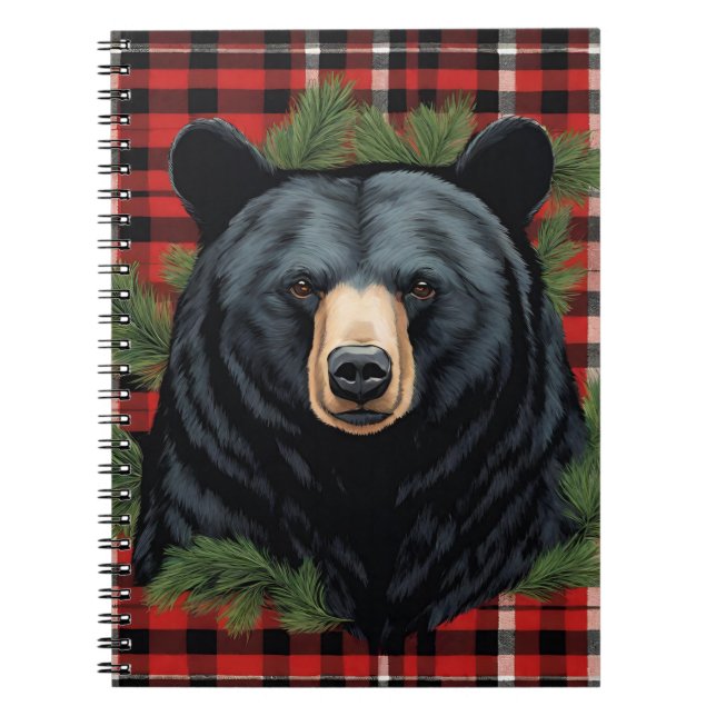 Caderno Espiral Notebook de espiral de Urso Negro majestoso com No (Frente)