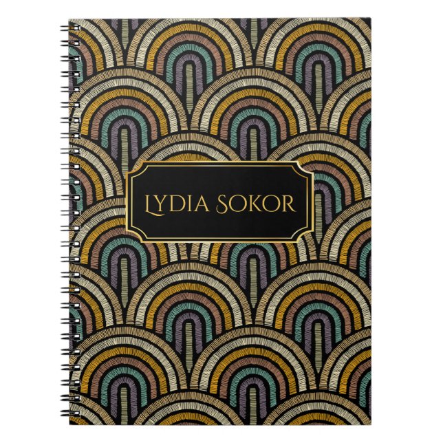 Caderno Espiral Notebook de estilo bordado personalizado (Frente)