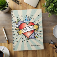 Notebook de estilo retrô personalizado de tatuagem