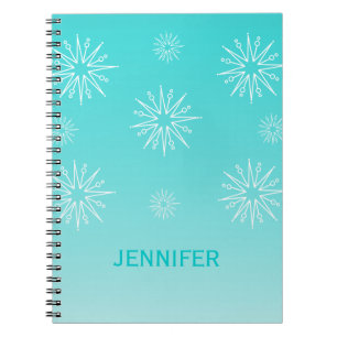 Caderno Espiral Notebook de estrelas de natal surpreendente, Aqua