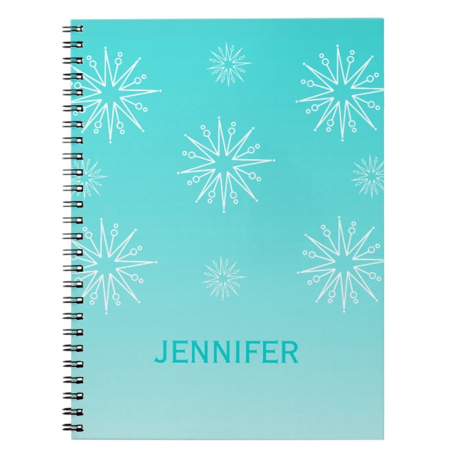 Caderno Espiral Notebook de estrelas de natal surpreendente, Aqua (Frente)