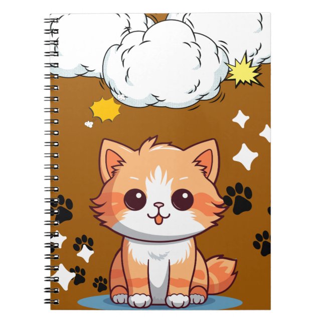 Caderno Espiral Notebook de explosão de gato laranja-acastanhado - (Frente)
