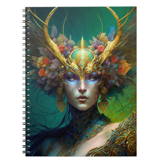 Caderno Espiral Notebook de fantasia de mulher do Elf (Frente)