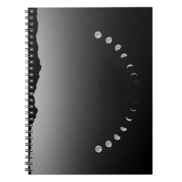 Caderno Espiral Notebook de fase lunar, paisagem monocromática