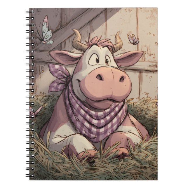 Caderno Espiral Notebook de Fazenda de pastel de vaca sorridente (Frente)