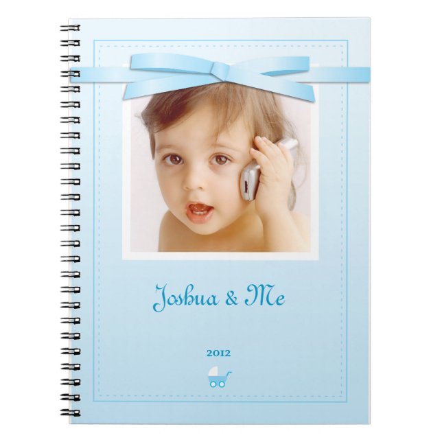 Caderno Espiral Notebook de fita azul do New baby Boy (Frente)