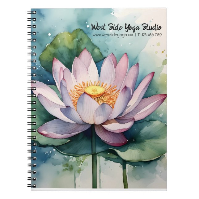 Caderno Espiral Notebook de Flor Lotus Rosa Empresarial (Frente)