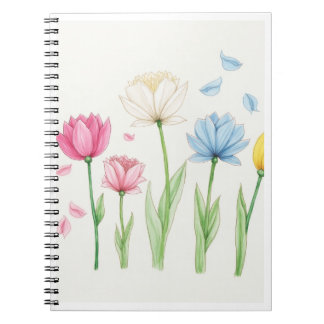 Caderno Espiral Notebook de flores
