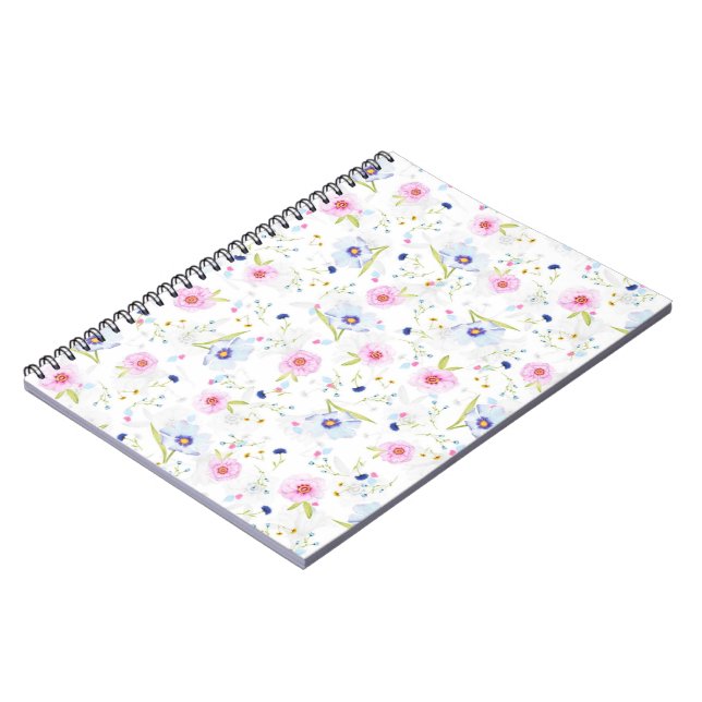 Caderno Espiral Notebook de Flores de Jardim Fresco (Left Side)