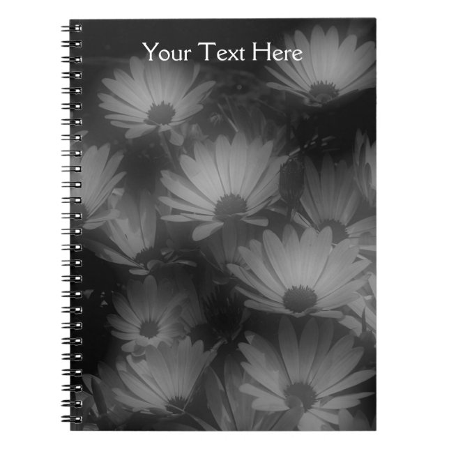 Caderno Espiral Notebook de flores de margarida negra e branca afr (Frente)