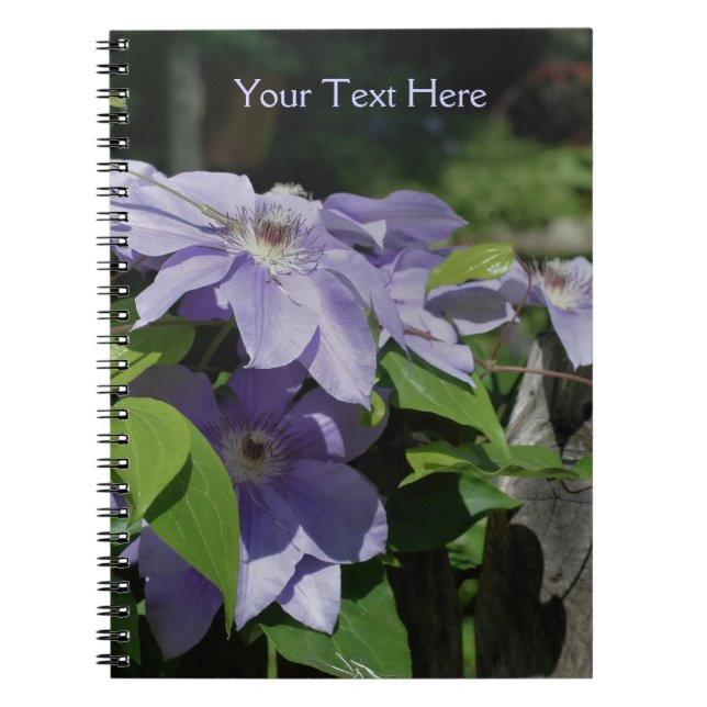 Caderno Espiral Notebook de flores naturais de Pale Purple Clemati (Frente)