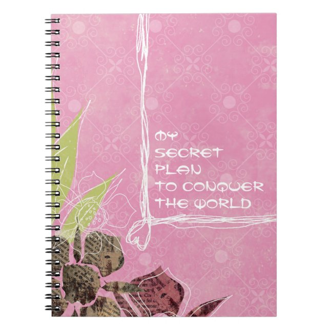 Caderno Espiral Notebook de Flores Rosa do Plano Secreto (Frente)