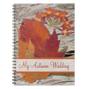 Caderno Espiral Notebook de Folhas de outono e Flores Secos