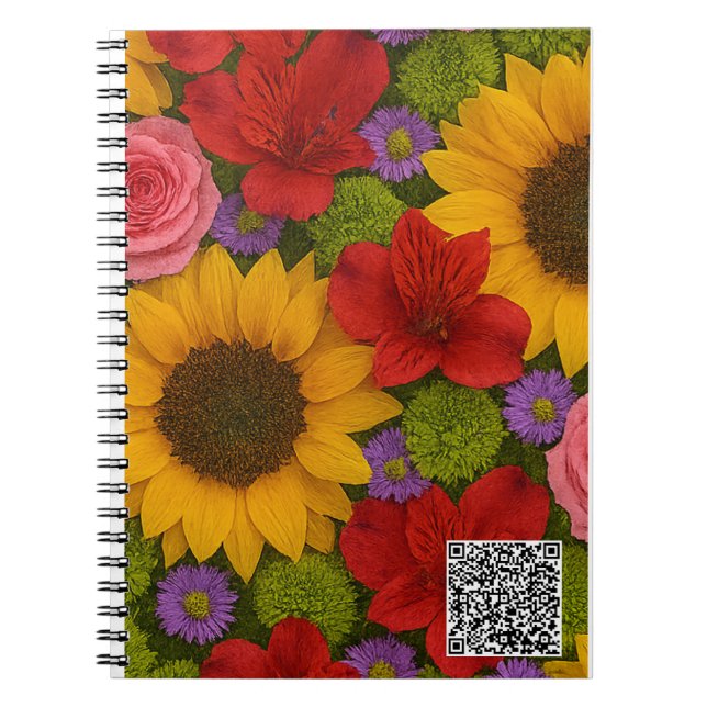 Caderno Espiral Notebook de Foto Espiral de Rosa de girassol (Frente)