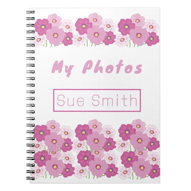 Caderno Espiral Notebook de Foto Espiral Floral Rosa Moderno (Frente)