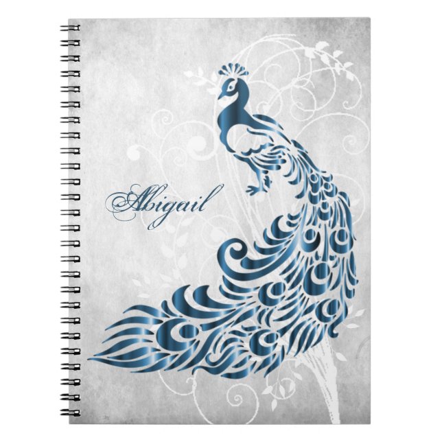 Caderno Espiral Notebook de Foto Espiral Personalizado Pavão Azul (Frente)