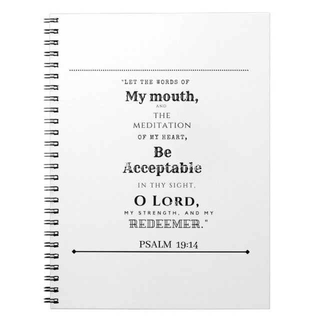 Caderno Espiral Notebook De Foto Espiral Psalm 19:14 (Frente)