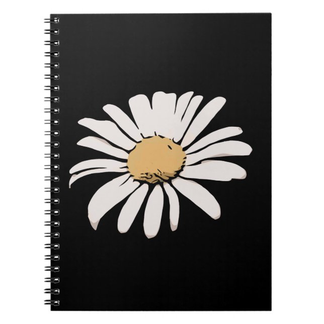 Caderno Espiral Notebook de Foto Floral Black Daisy (Frente)