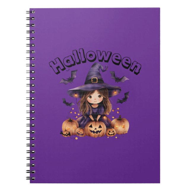Caderno Espiral Notebook de Fotografia da Bruxa de Halloween (Frente)