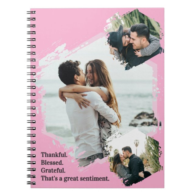 Caderno Espiral Notebook de fotos da família abençoada e agradecid (Frente)