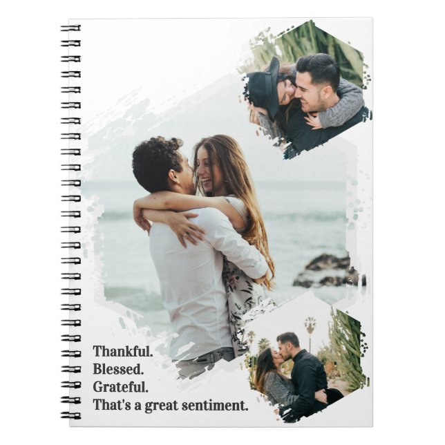 Caderno Espiral Notebook de fotos da família abençoada e agradecid (Frente)