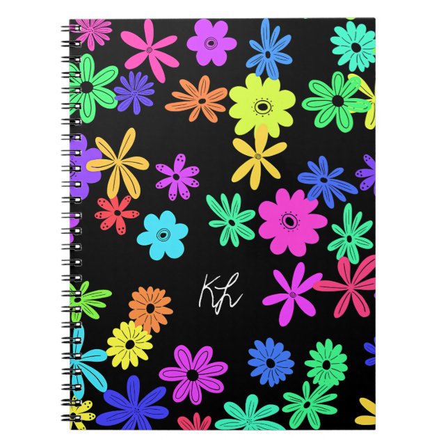 Caderno Espiral Notebook de fotos espirais com flores de Pop de co (Frente)
