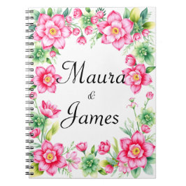 Caderno Espiral Notebook de fotos espirais com flores rosa