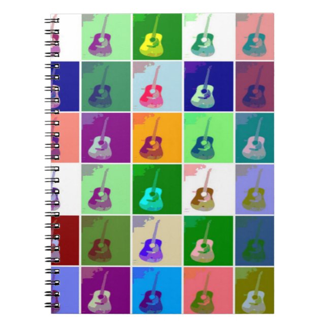 Caderno Espiral Notebook de fotos espirais com Pop de guitarra (Frente)