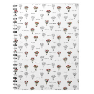 Caderno Espiral Notebook de fotos espirais do Buquê Flor