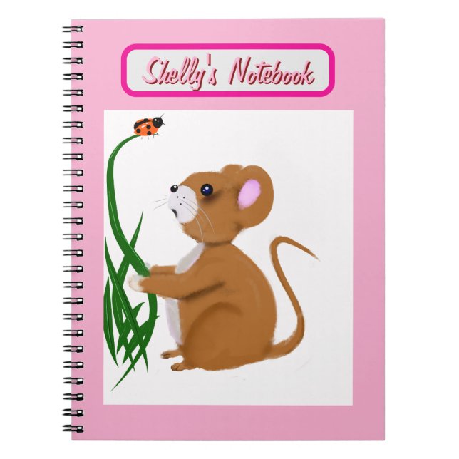 Caderno Espiral Notebook de fotos espirais do mouse e Ladybug (Frente)