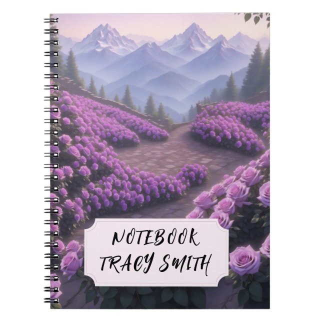 Caderno Espiral Notebook de fotos espirais do Rosa Purple Garden (Frente)