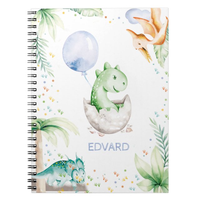 Caderno Espiral Notebook de fotos espirais personalizadas do dinos (Frente)