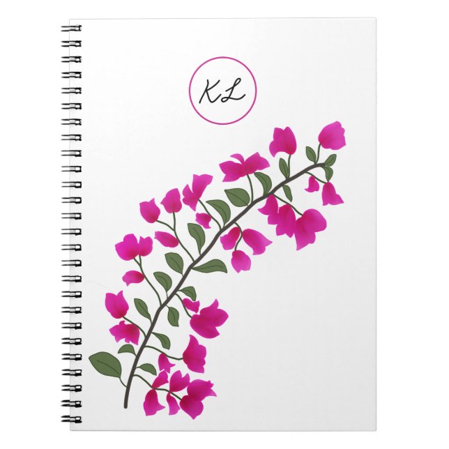 Caderno Espiral Notebook de fotos personalizadas Bougainvillea ros (Frente)