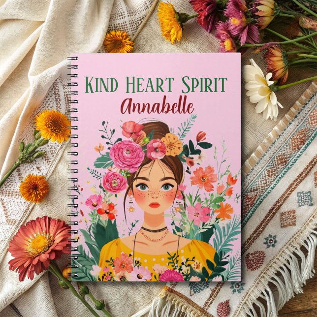 Caderno Espiral Notebook de Garota Boho Confiante e Espirituado (Criador carregado)