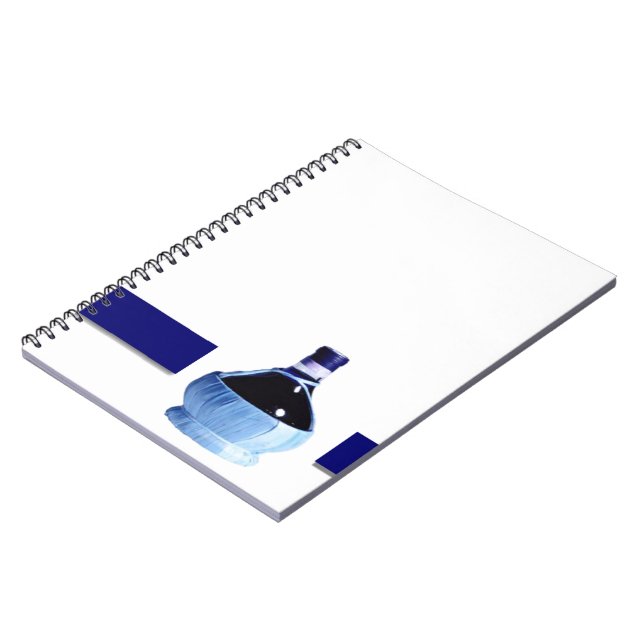 Caderno Espiral Notebook de garrafa de vinho azul (Left Side)